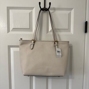 Coach Polished Pebble Leather Taylor Tote with C Dangle Charm